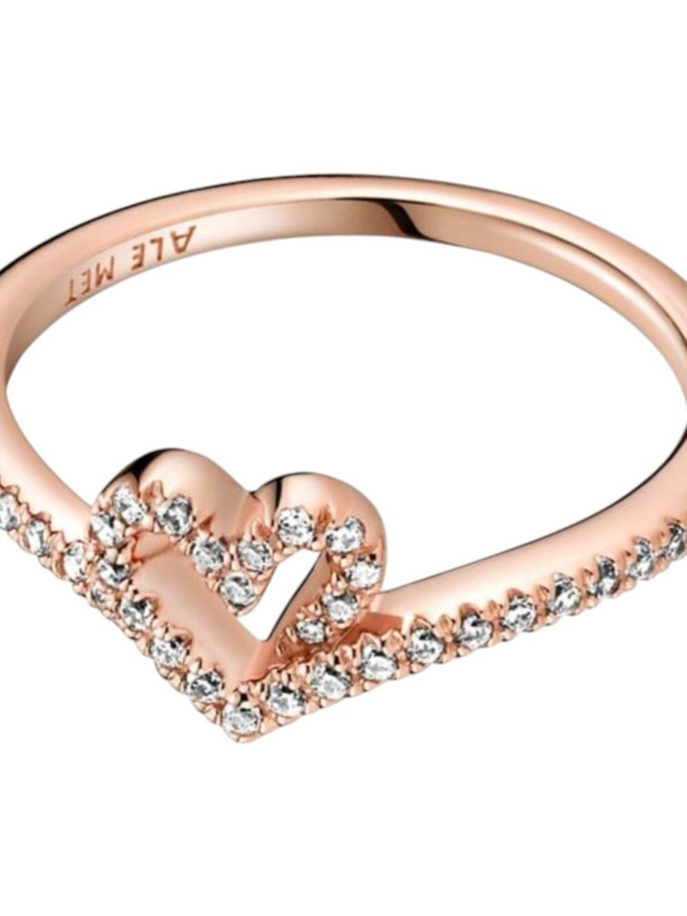 Pandora Sparkling Wishbone Heart Ring Rose Gold Plated Size 58 (8.5) - Picture 9 of 12